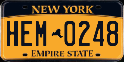 NY license plate HEM0248