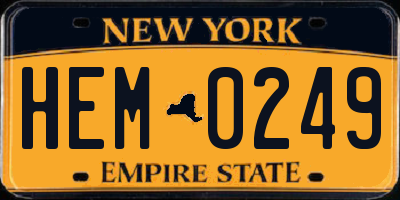 NY license plate HEM0249