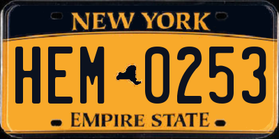 NY license plate HEM0253