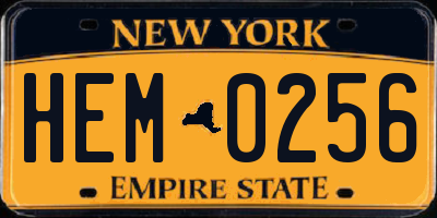 NY license plate HEM0256