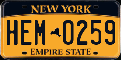 NY license plate HEM0259