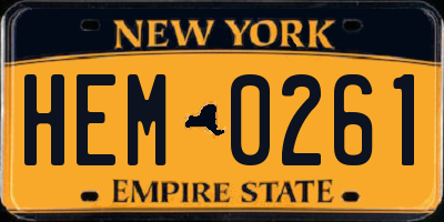 NY license plate HEM0261