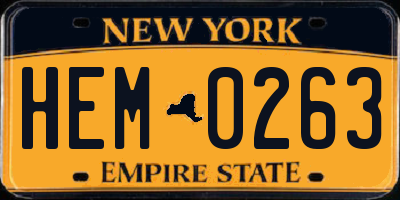 NY license plate HEM0263