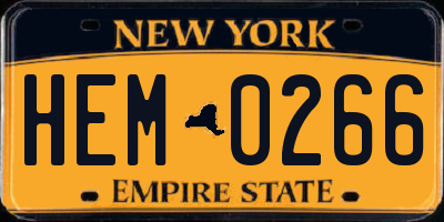 NY license plate HEM0266