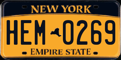 NY license plate HEM0269