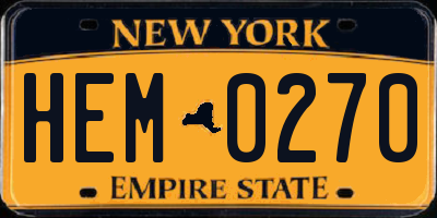 NY license plate HEM0270