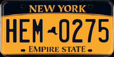 NY license plate HEM0275