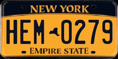 NY license plate HEM0279