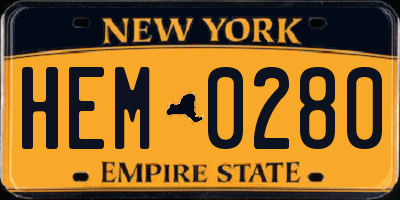NY license plate HEM0280