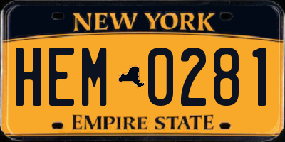 NY license plate HEM0281