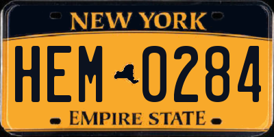 NY license plate HEM0284