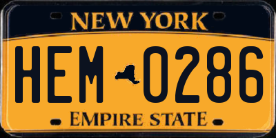 NY license plate HEM0286