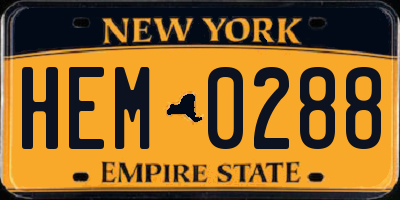 NY license plate HEM0288