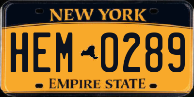 NY license plate HEM0289