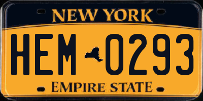 NY license plate HEM0293