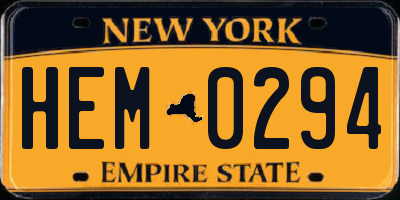 NY license plate HEM0294