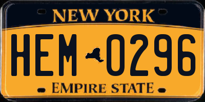 NY license plate HEM0296