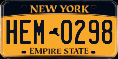 NY license plate HEM0298