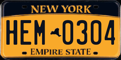 NY license plate HEM0304