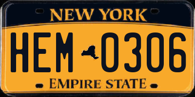 NY license plate HEM0306