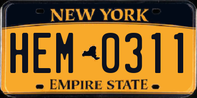 NY license plate HEM0311