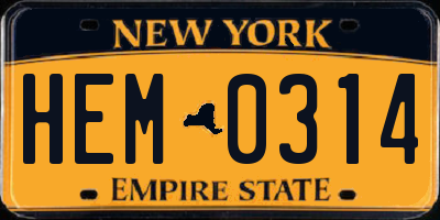 NY license plate HEM0314
