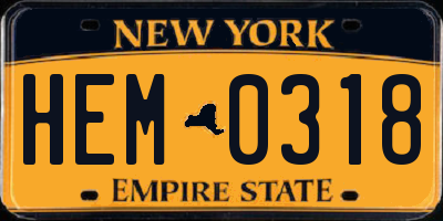 NY license plate HEM0318
