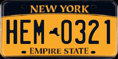NY license plate HEM0321