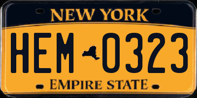 NY license plate HEM0323