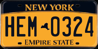 NY license plate HEM0324