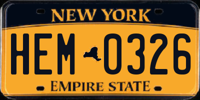 NY license plate HEM0326