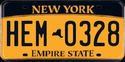 NY license plate HEM0328