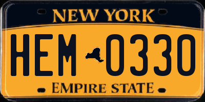 NY license plate HEM0330