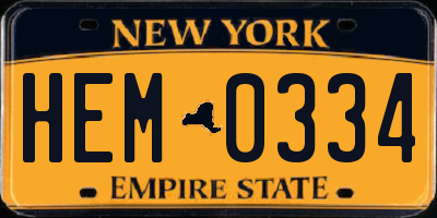 NY license plate HEM0334
