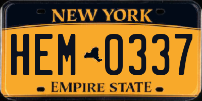 NY license plate HEM0337
