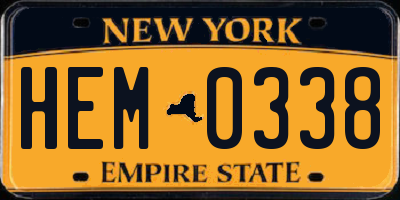 NY license plate HEM0338