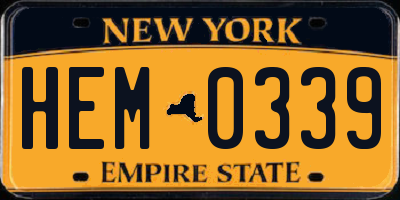 NY license plate HEM0339