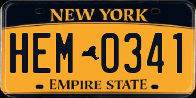 NY license plate HEM0341