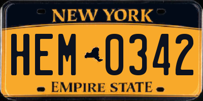 NY license plate HEM0342