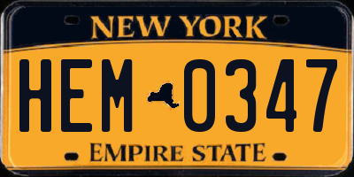 NY license plate HEM0347