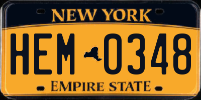 NY license plate HEM0348