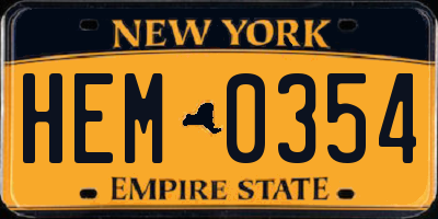 NY license plate HEM0354