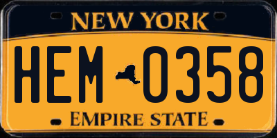 NY license plate HEM0358