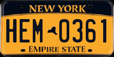 NY license plate HEM0361