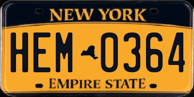 NY license plate HEM0364