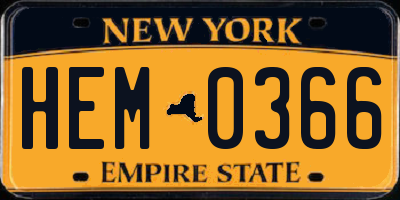 NY license plate HEM0366