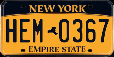 NY license plate HEM0367