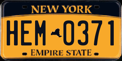 NY license plate HEM0371