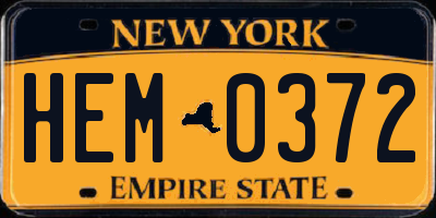 NY license plate HEM0372