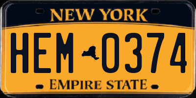 NY license plate HEM0374